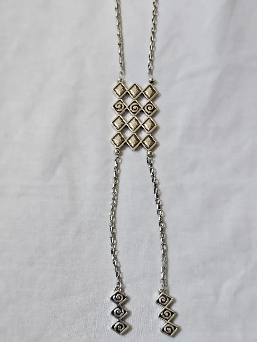 Brighton Lanakai Reversible Ladder Necklace White Enamel Silver Retired JL8263